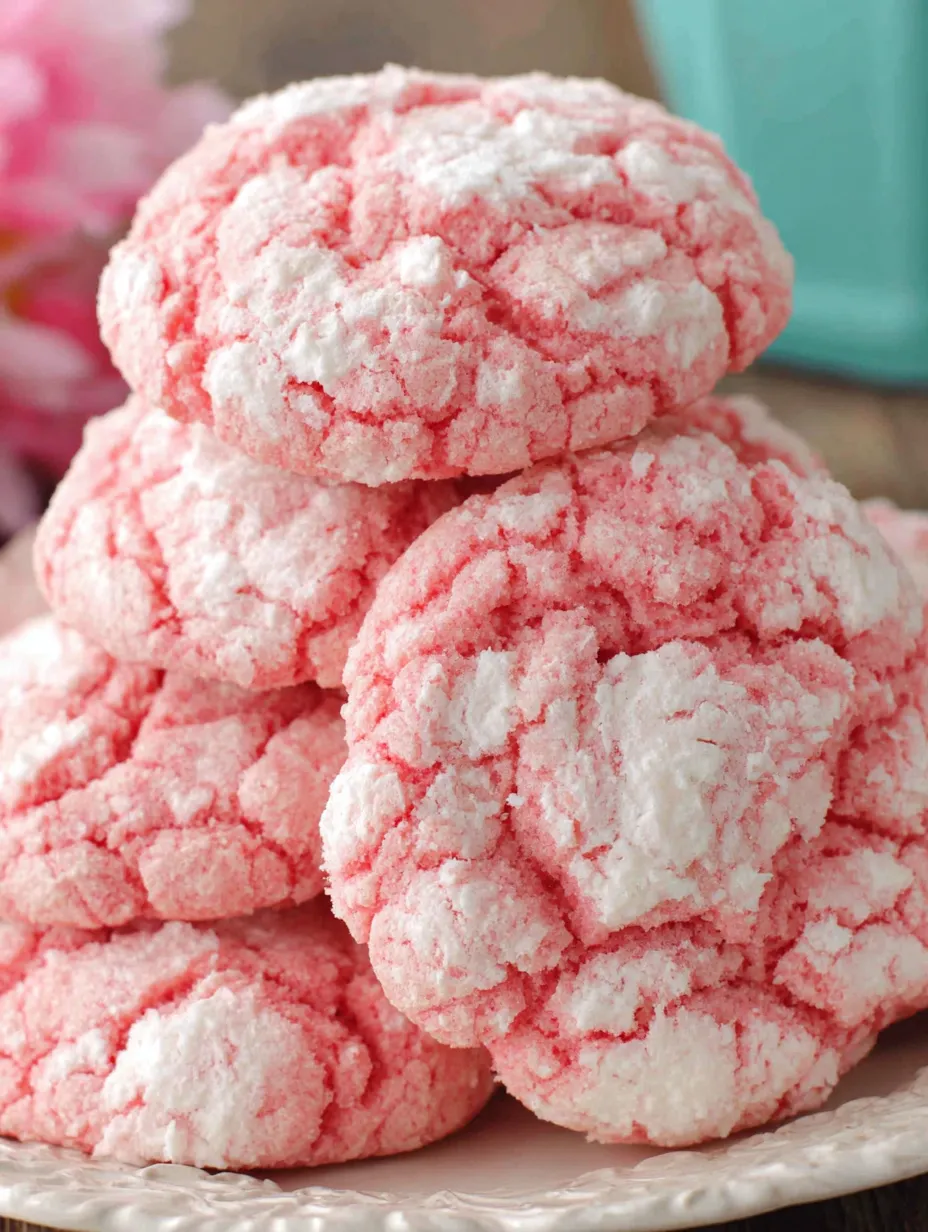 A stack of red and white cookies.