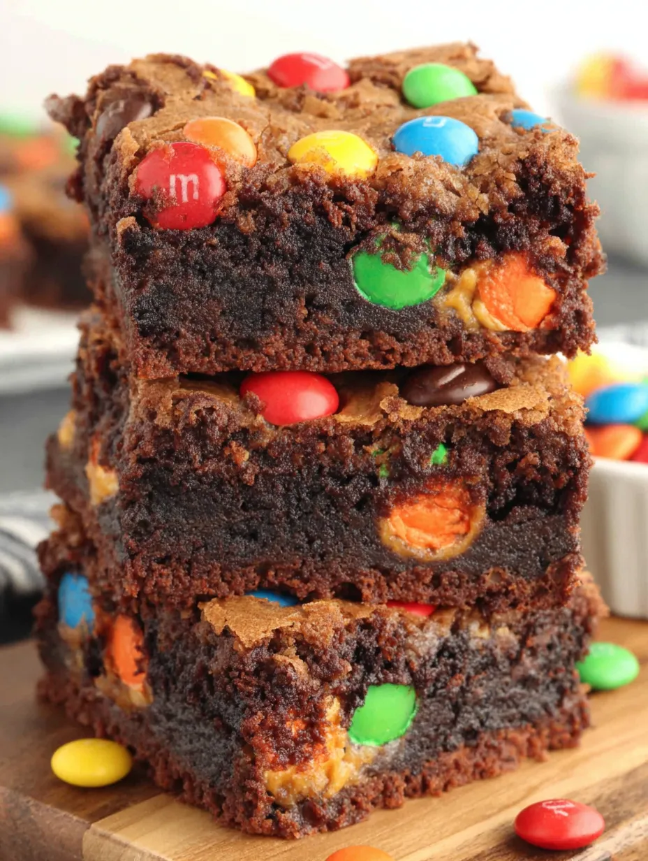 Three layers of M&M brownies.