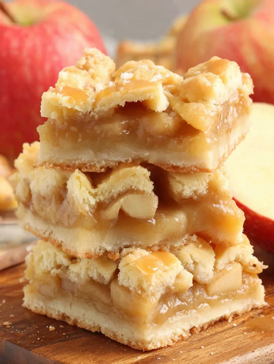A stack of homemade apple bars.