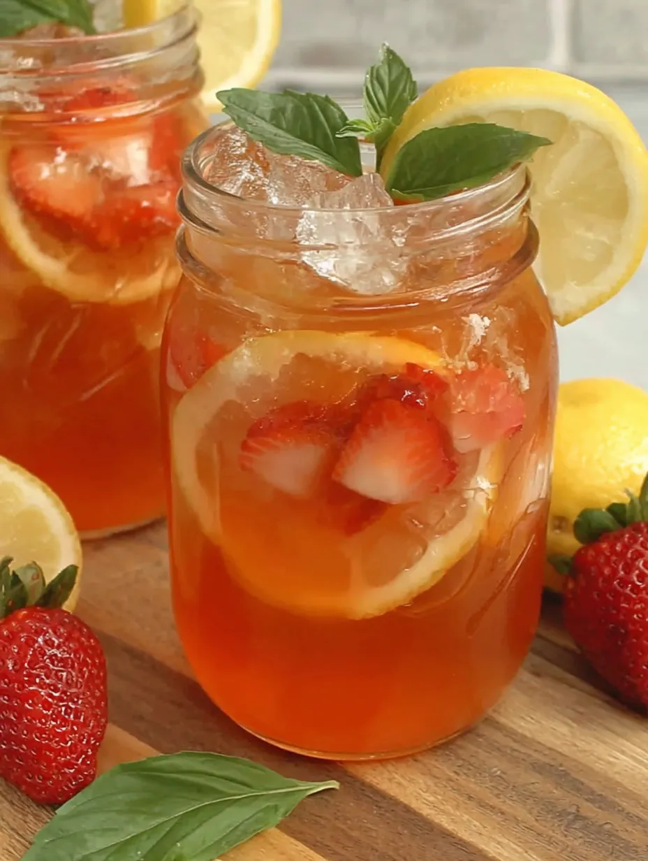 A glass of homemade strawberry lemonade.