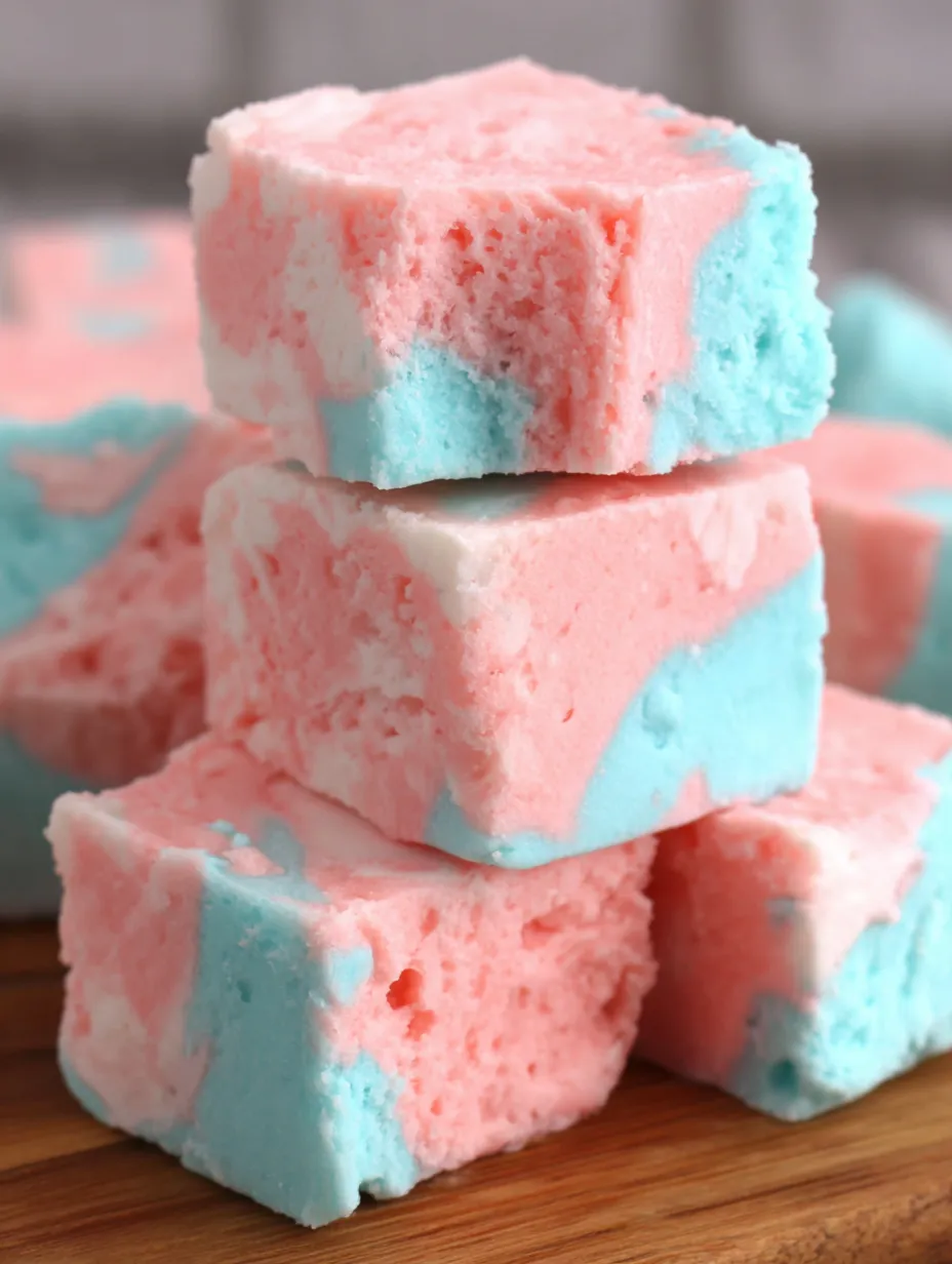 A stack of cotton candy fudge.