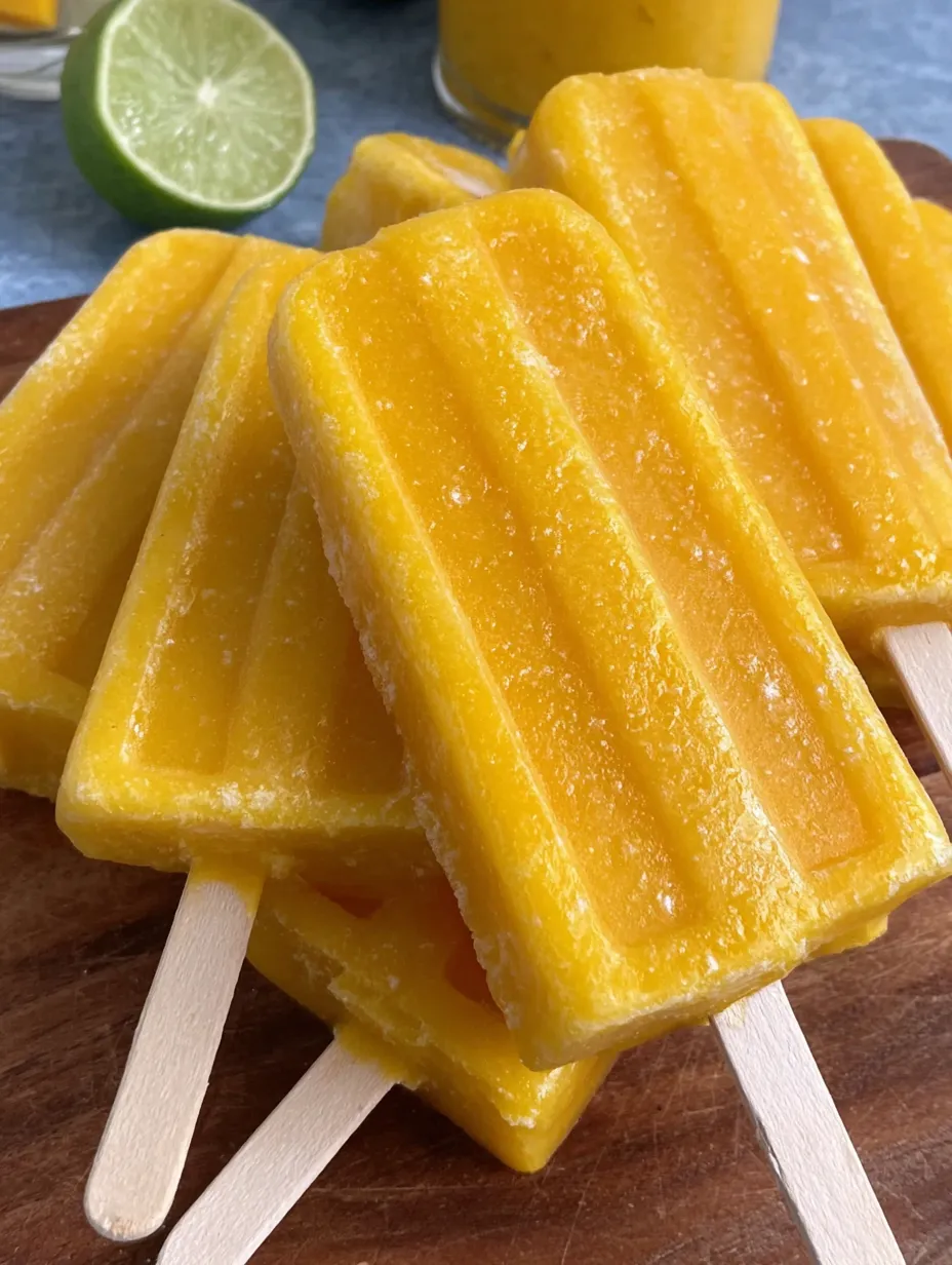 A stack of mango margarita popsicles.