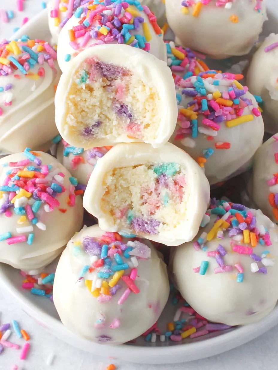 A bowl of colorful cake balls.
