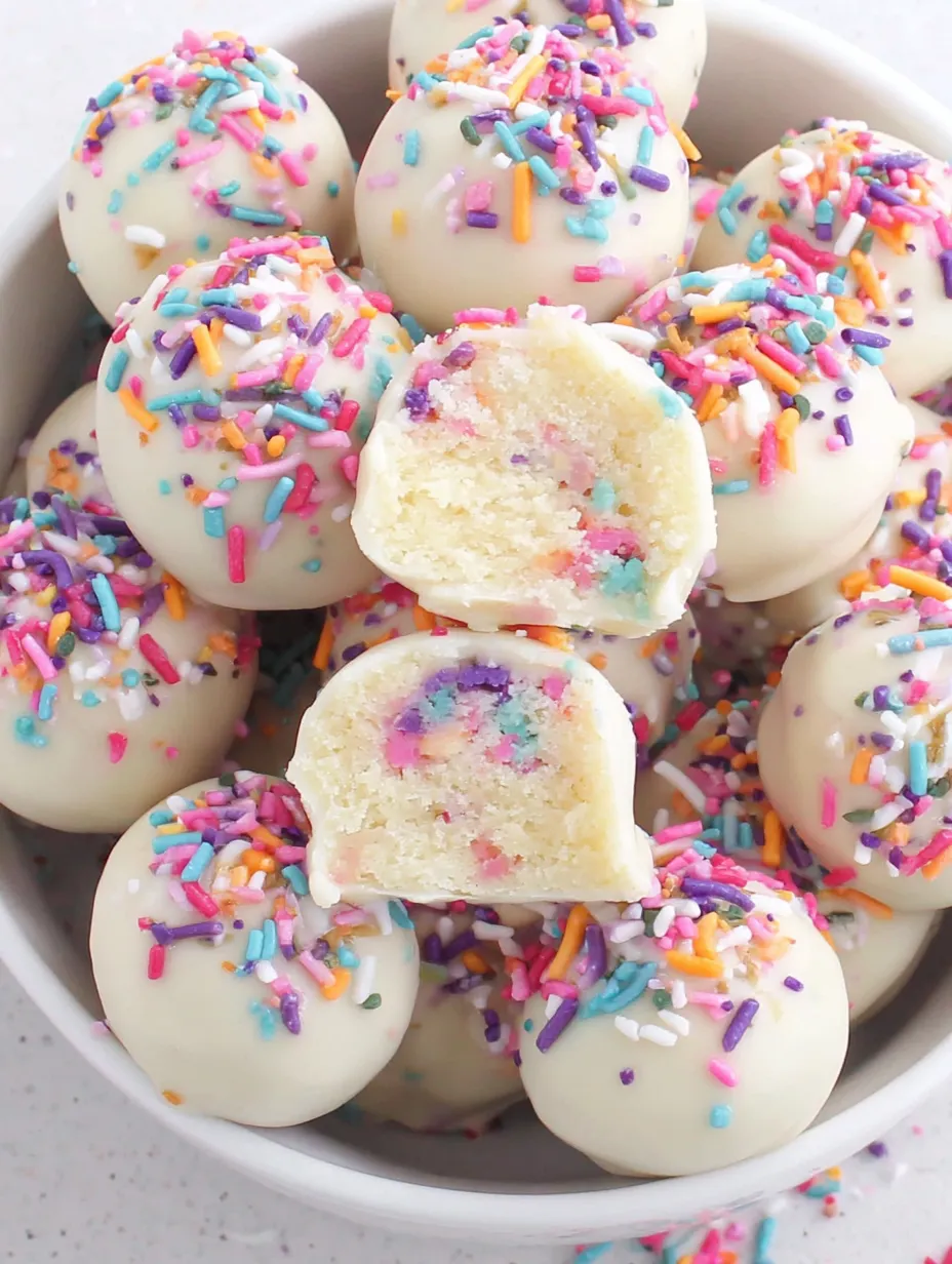 A bowl of colorful cake balls.