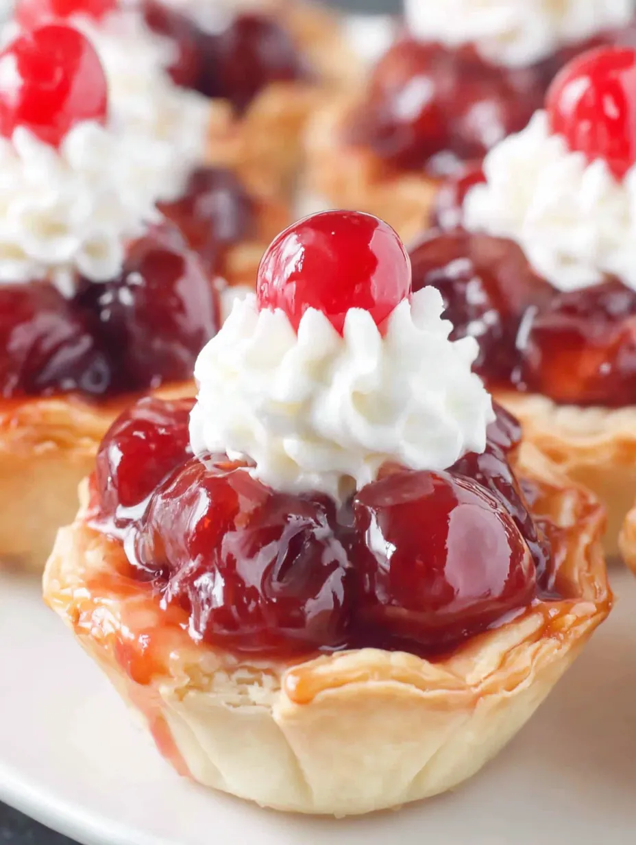A close up of a cherry pie with whipped cream on top.
