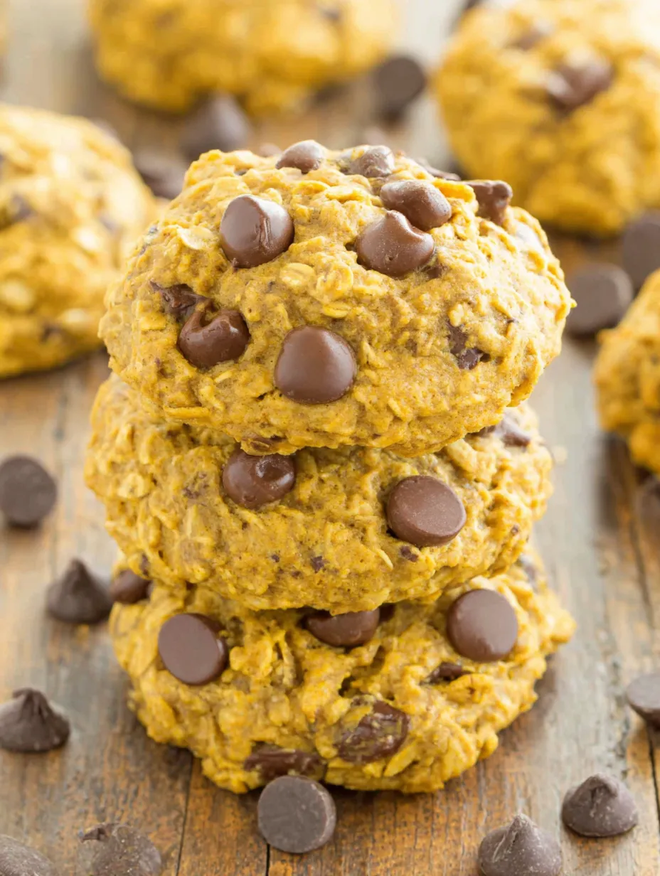 A stack of pumpkin oatmeal cookies.