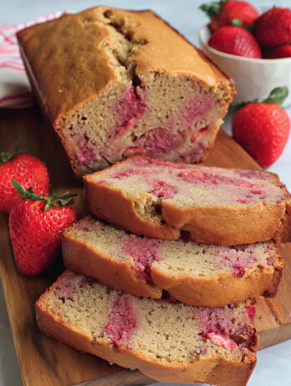 A loaf of bread with strawberries on top.