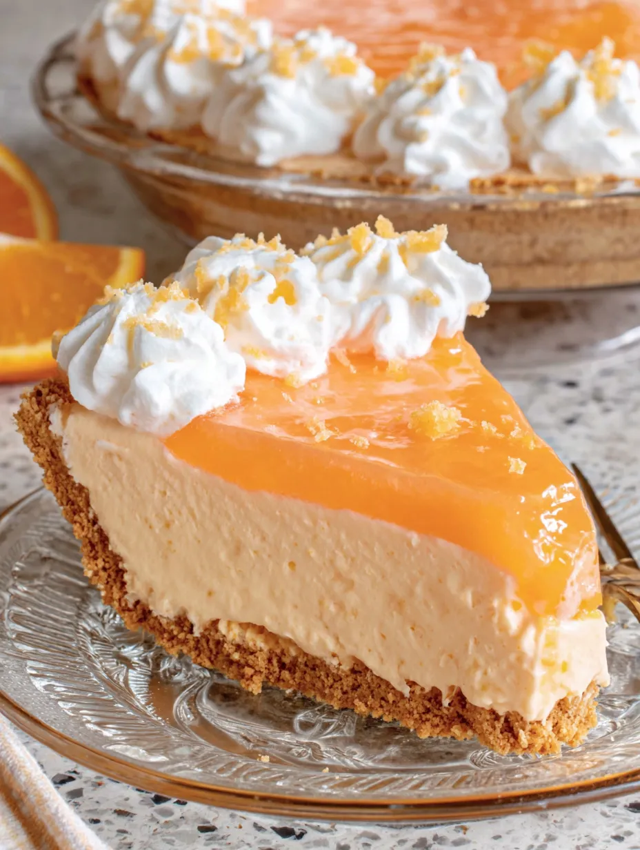 A slice of orange creamsicle pie.