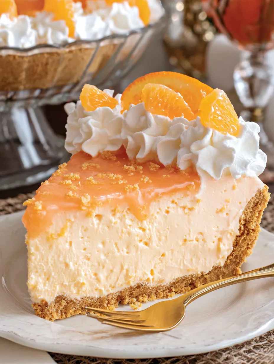 A slice of orange creamsicle pie.