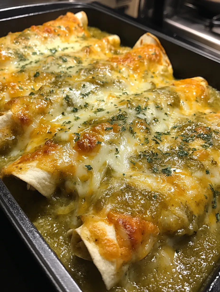 Green Chile, Chicken and Cheese Enchiladas.