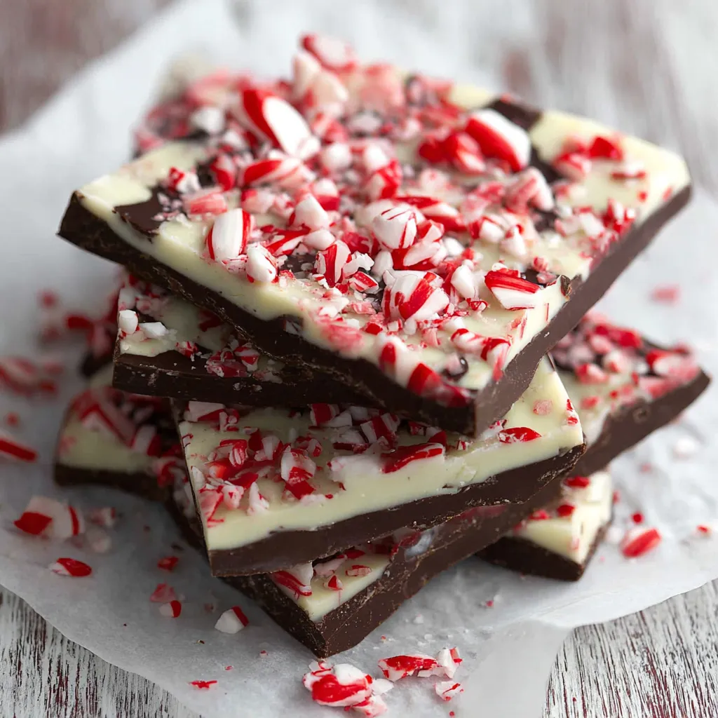A stack of chocolate peppermint bark.