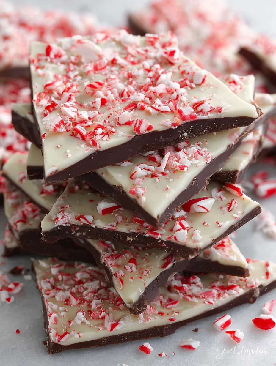 A stack of chocolate peppermint bark.