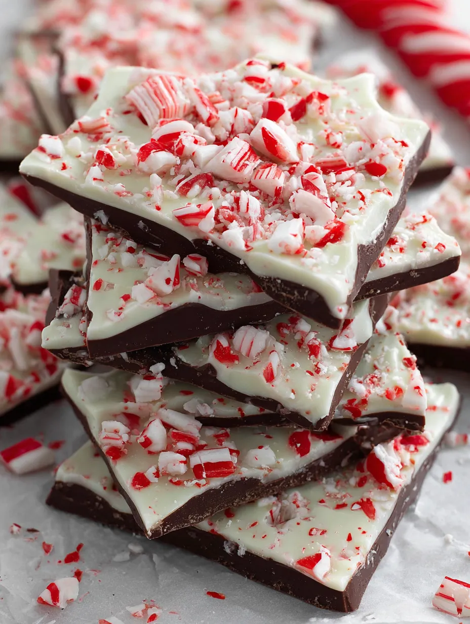 A stack of chocolate peppermint bark.