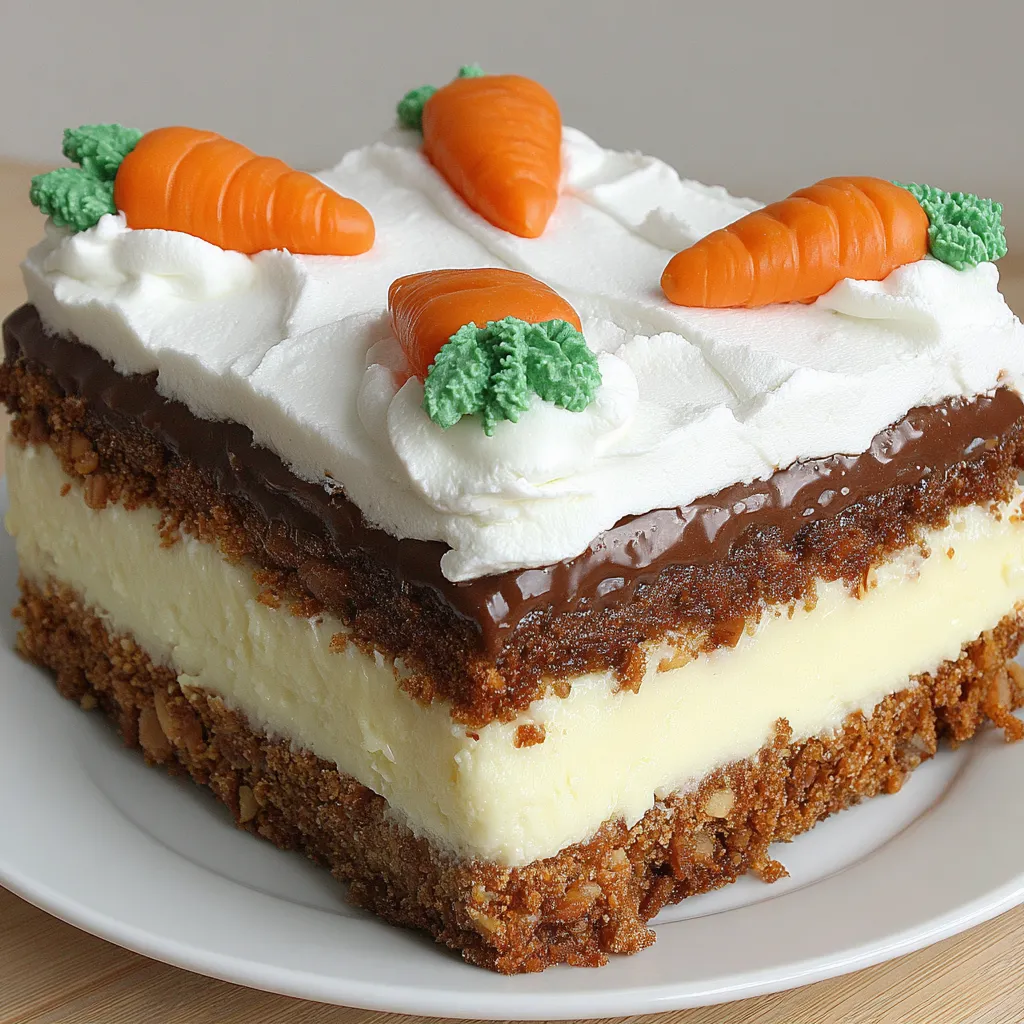 A slice of carrot cake ice cream cake.