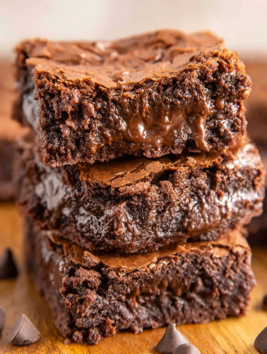 Three layers of flourless brownies.