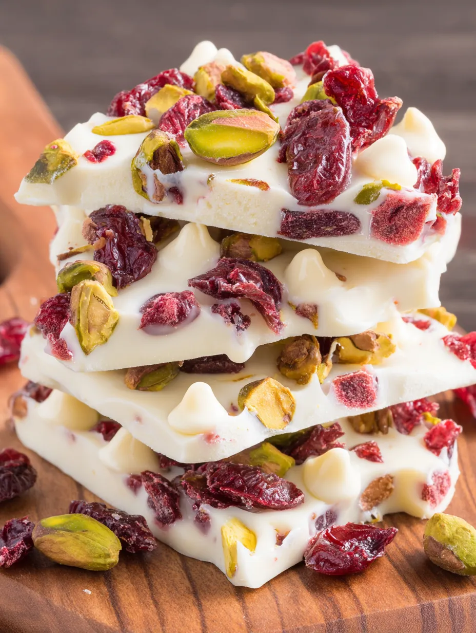 White chocolate bark with red fruit.