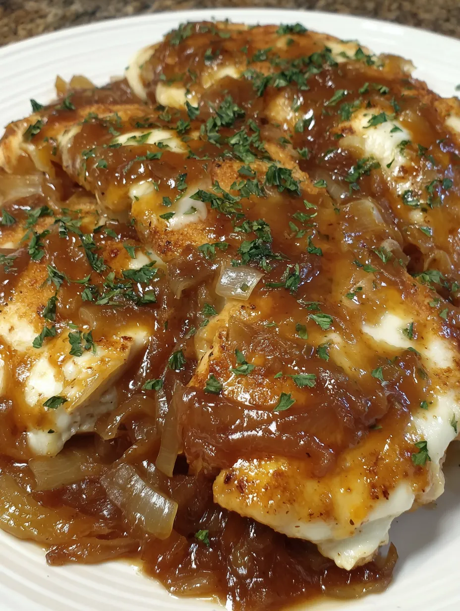 French onion chicken with gravy.