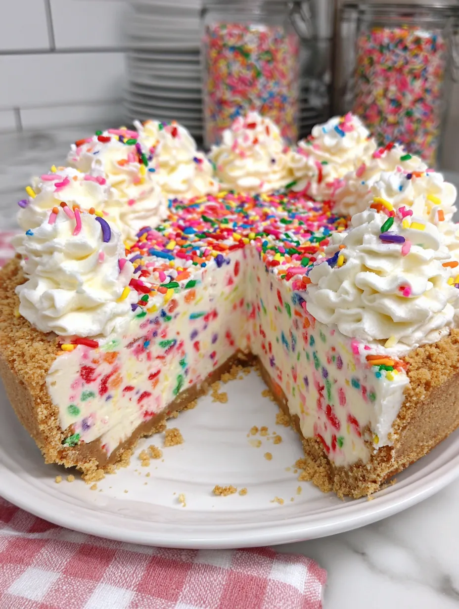 A slice of Funfetti Cheesecake.