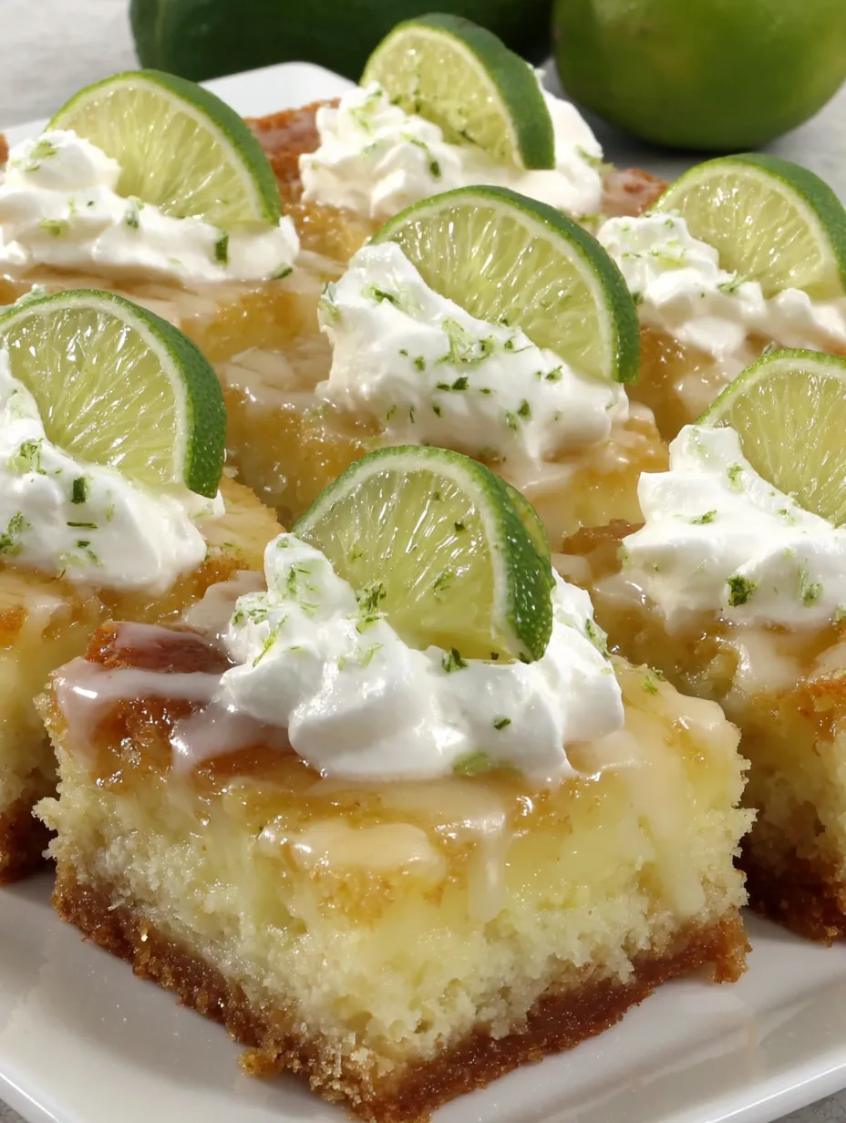 A plate of cake with lime slices on top.