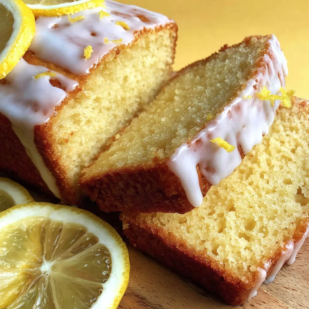 A slice of lemon loaf cake.