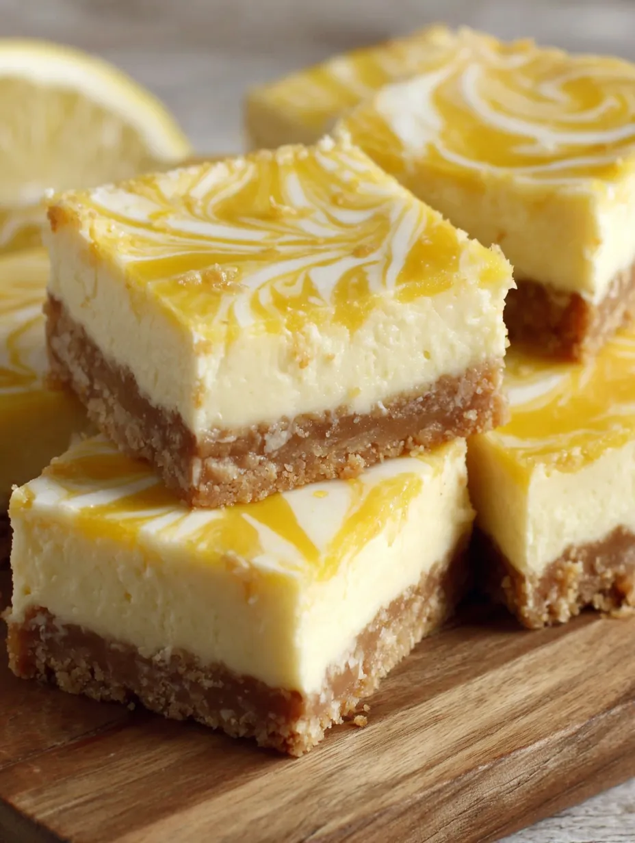 Swirled lemon cheesecake bars.