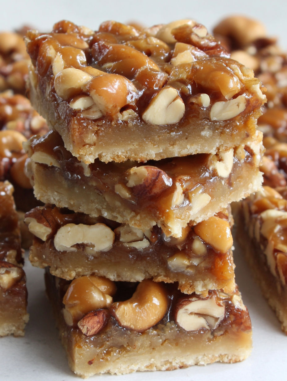 A stack of butterscotch nut bars.