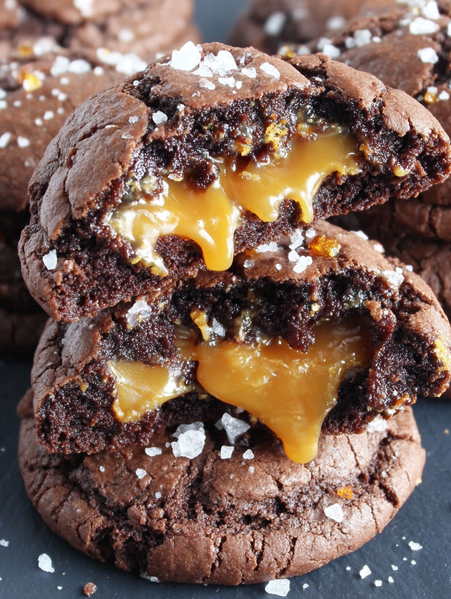 A chocolate dessert with a caramel sauce drizzle.