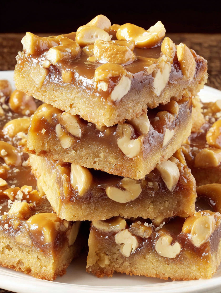 A stack of Honey Cashew Cookie Bars.