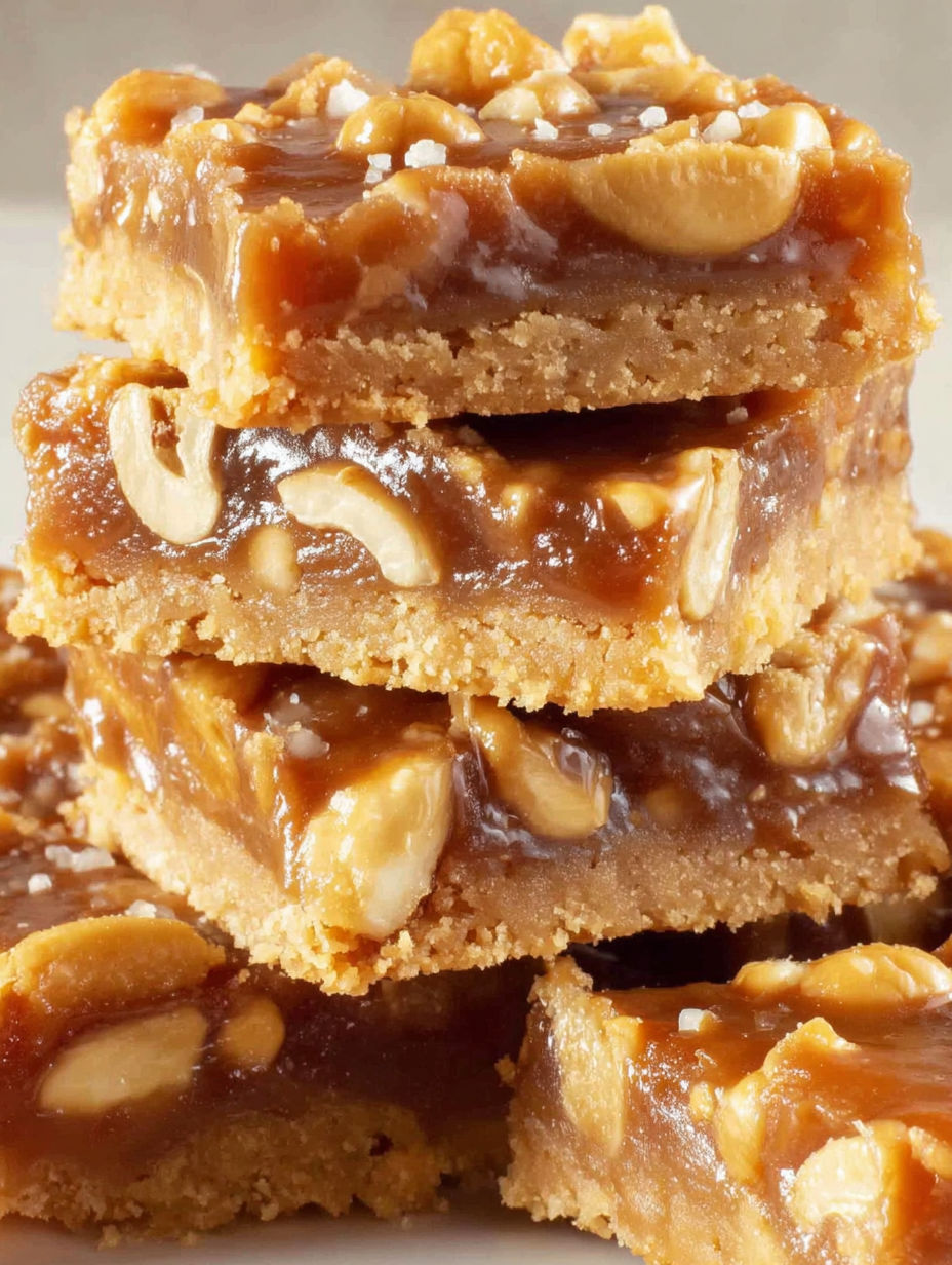 A stack of honey cashew cookie bars.