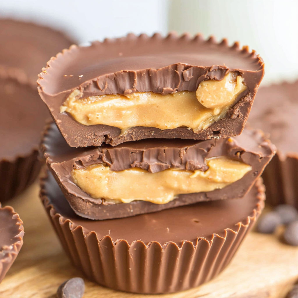 A close up of a homemade peanut butter cup.