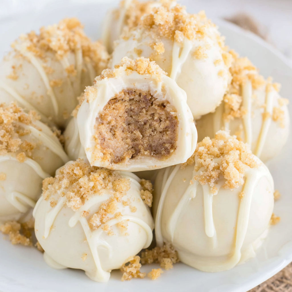 A plate of Snickerdoodle Truffles.