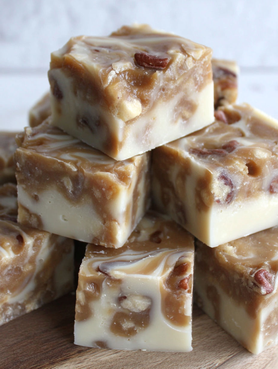 A stack of Pralines and Cream Fudge.
