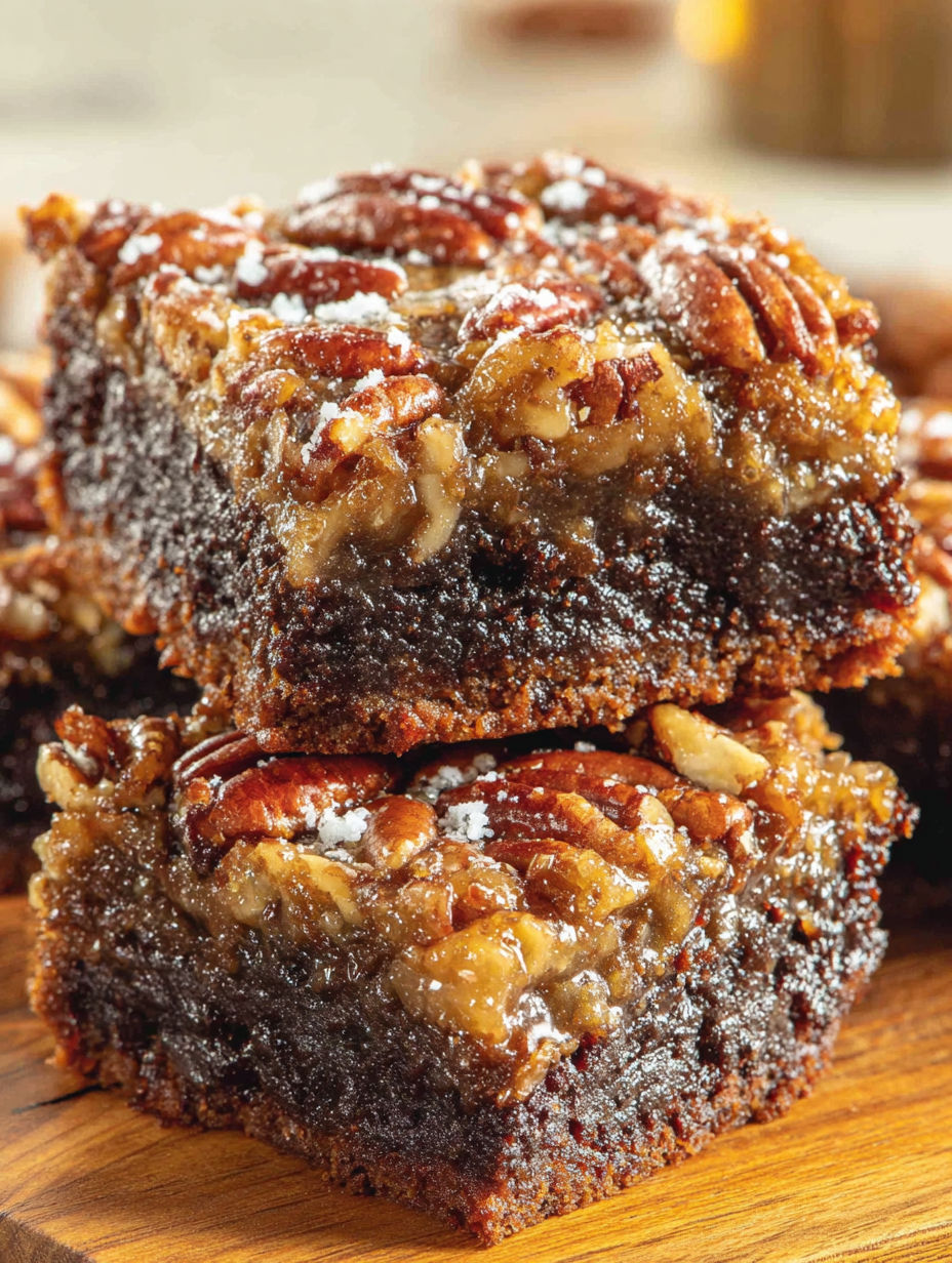 A close up of a piece of cake with pecans and sugar.