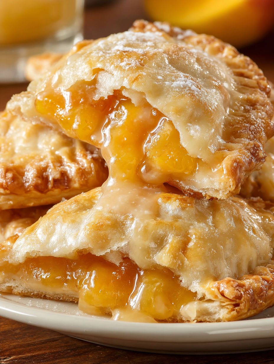 Peach hand pies with a glaze.