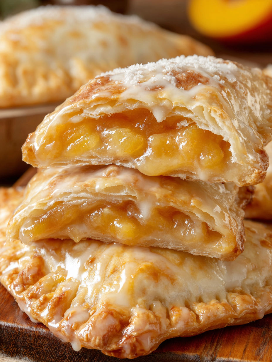 Peach Hand Pies with white icing.