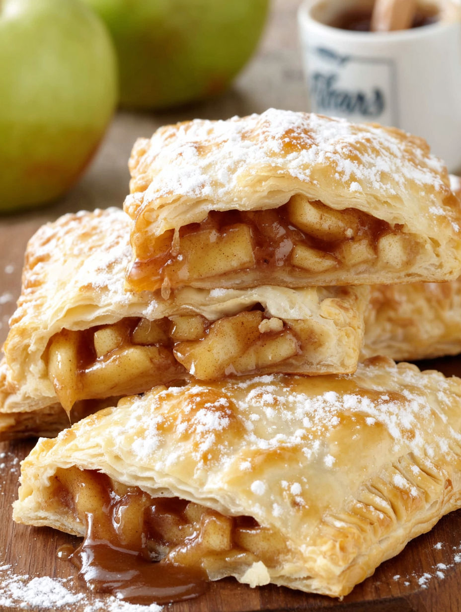 A pastry with a filling of apples and sugar.