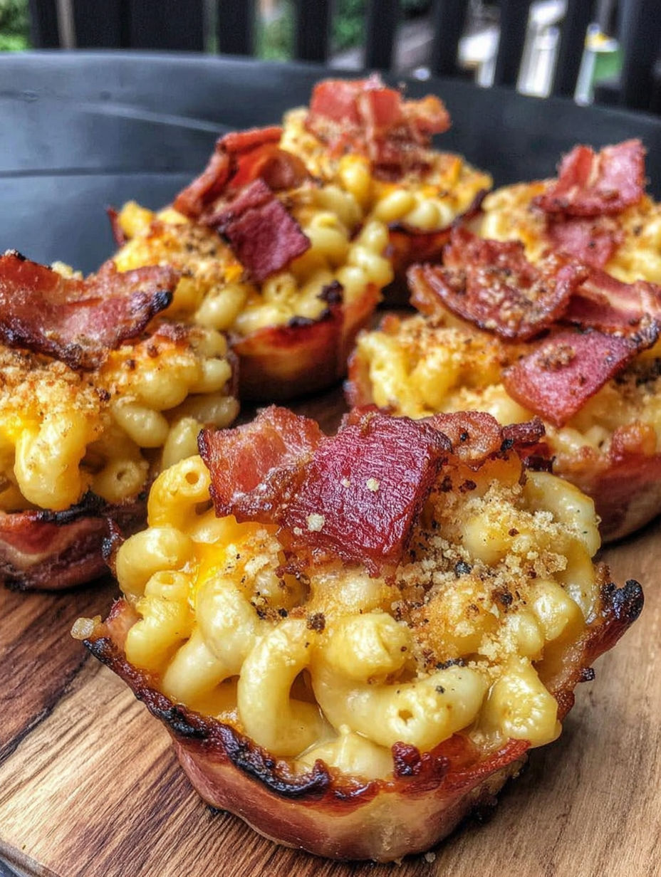 Bacon and macaroni on a wooden table.