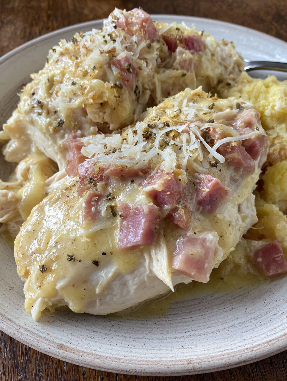 A plate of food with chicken and cheese on it.