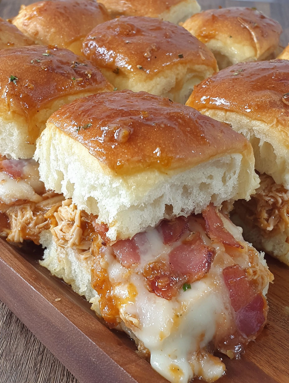 A close up of a sandwich with bacon and cheese.