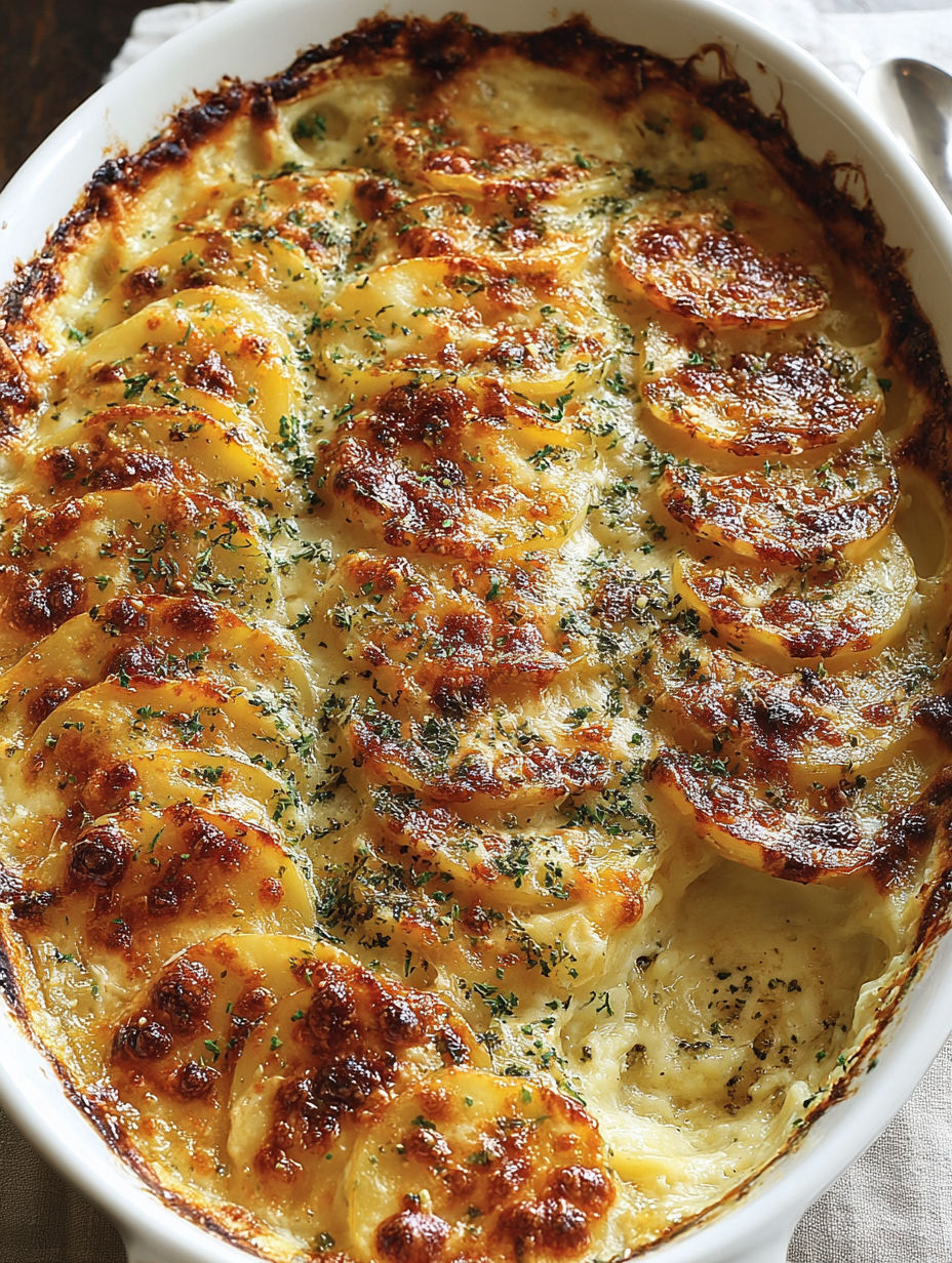 A dish of food with a golden brown crust.