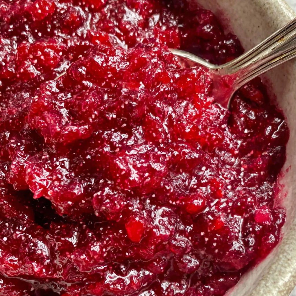 A spoonful of cranberry relish.