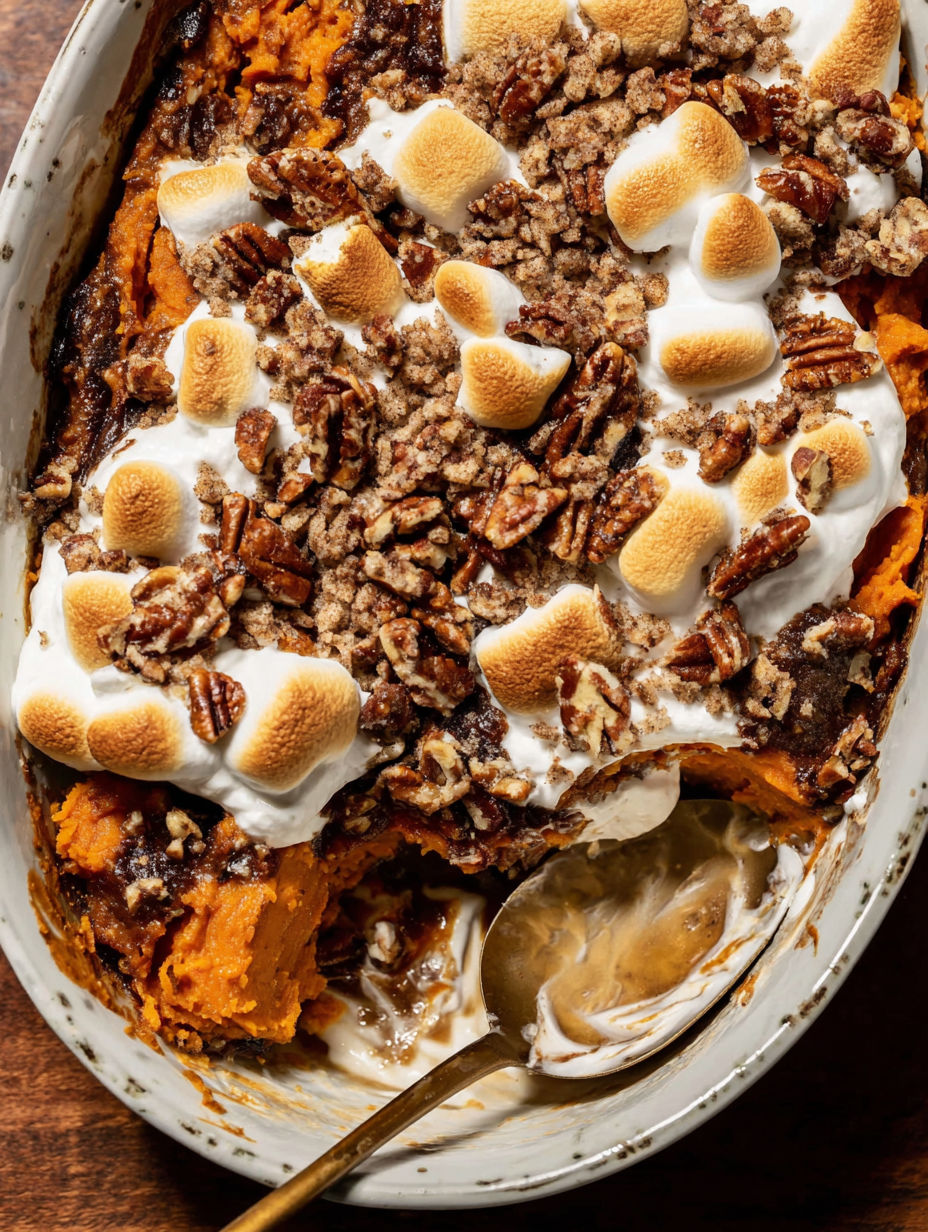 A dessert with marshmallows and caramel.