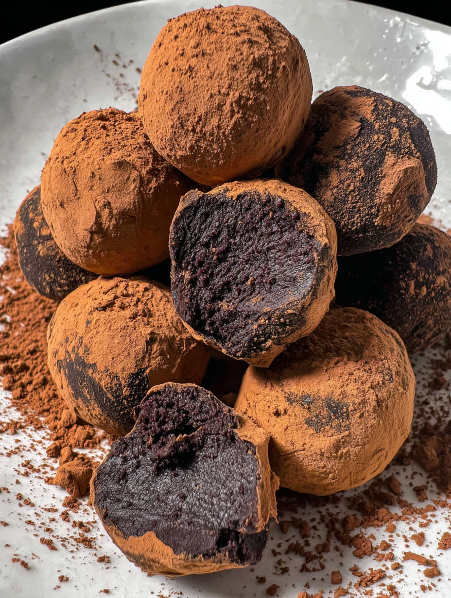 Chocolate balls on a plate.