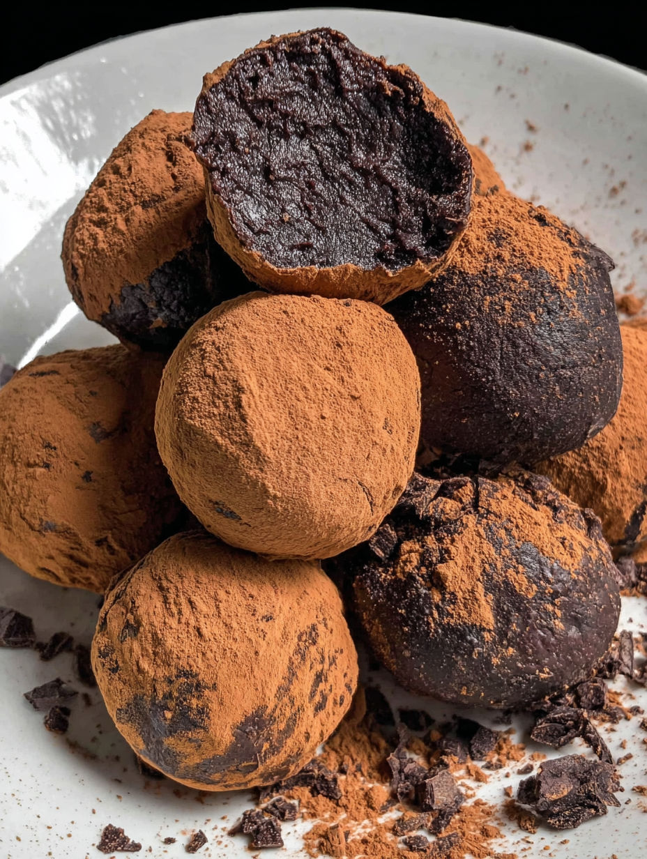 Chocolate balls on a plate.