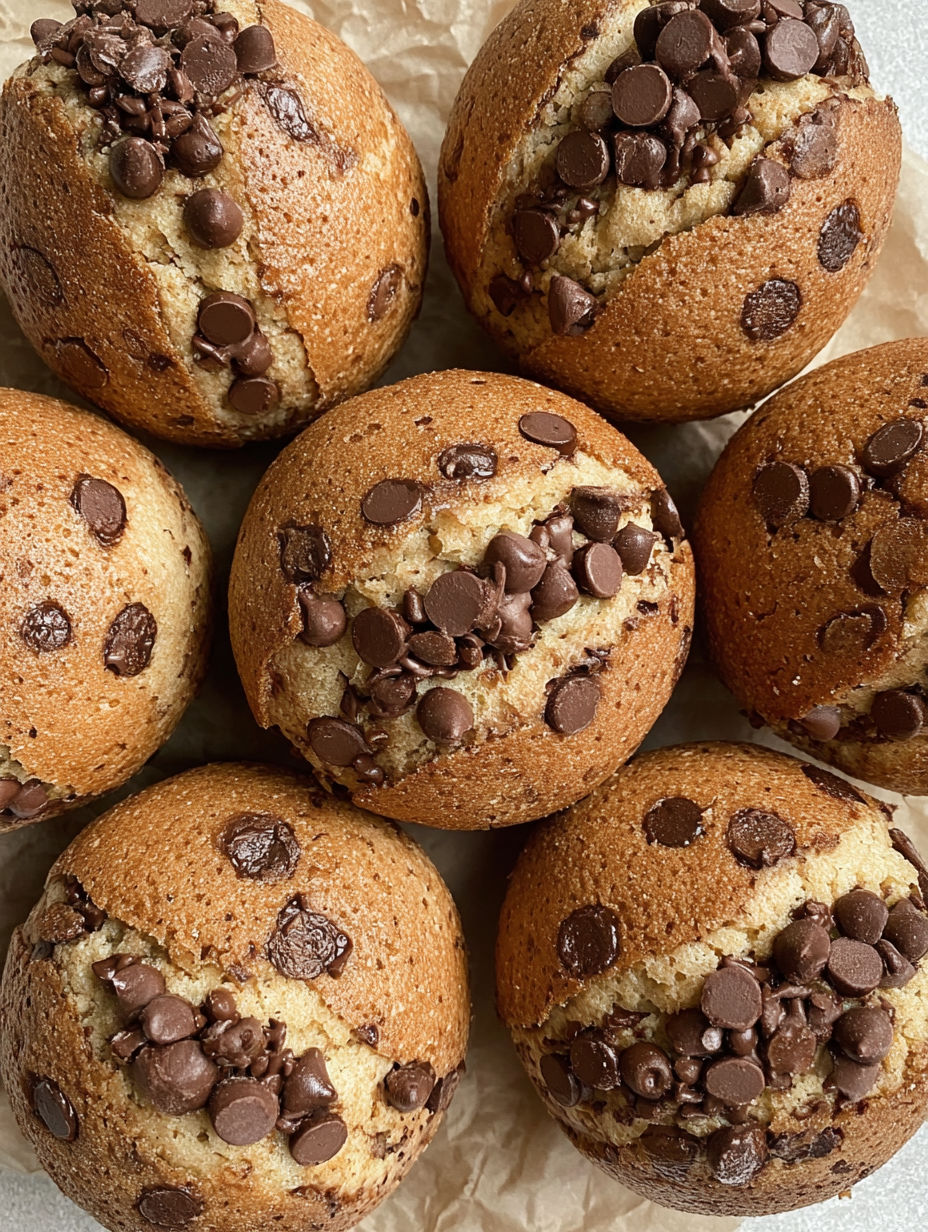 Chocolate chip cookies on a table.
