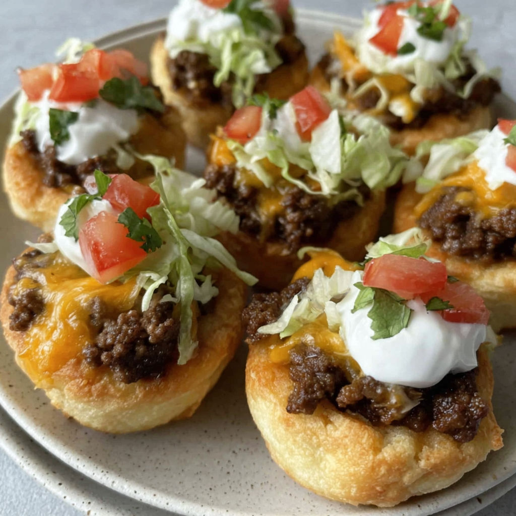 A plate of cheesy taco cups.