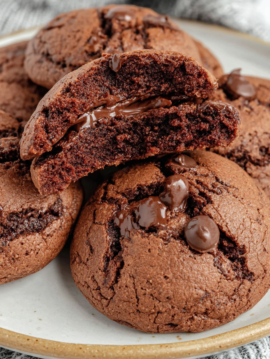 Chocolate chip cookies with chocolate drizzle.