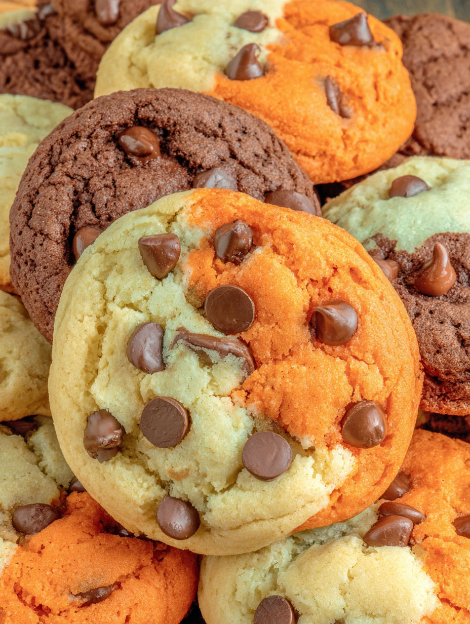 A close up of a chocolate chip cookie.