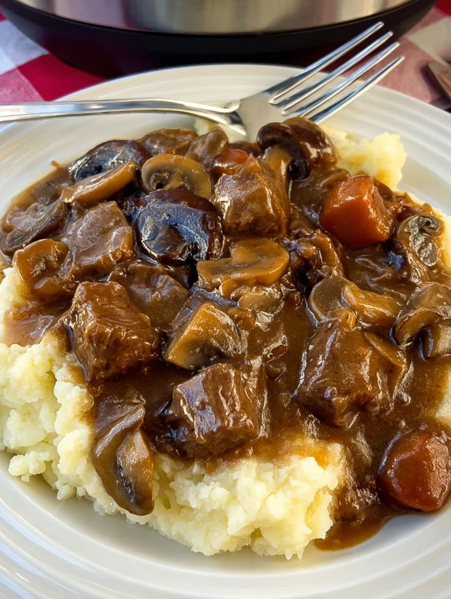A plate of food with meat and potatoes.