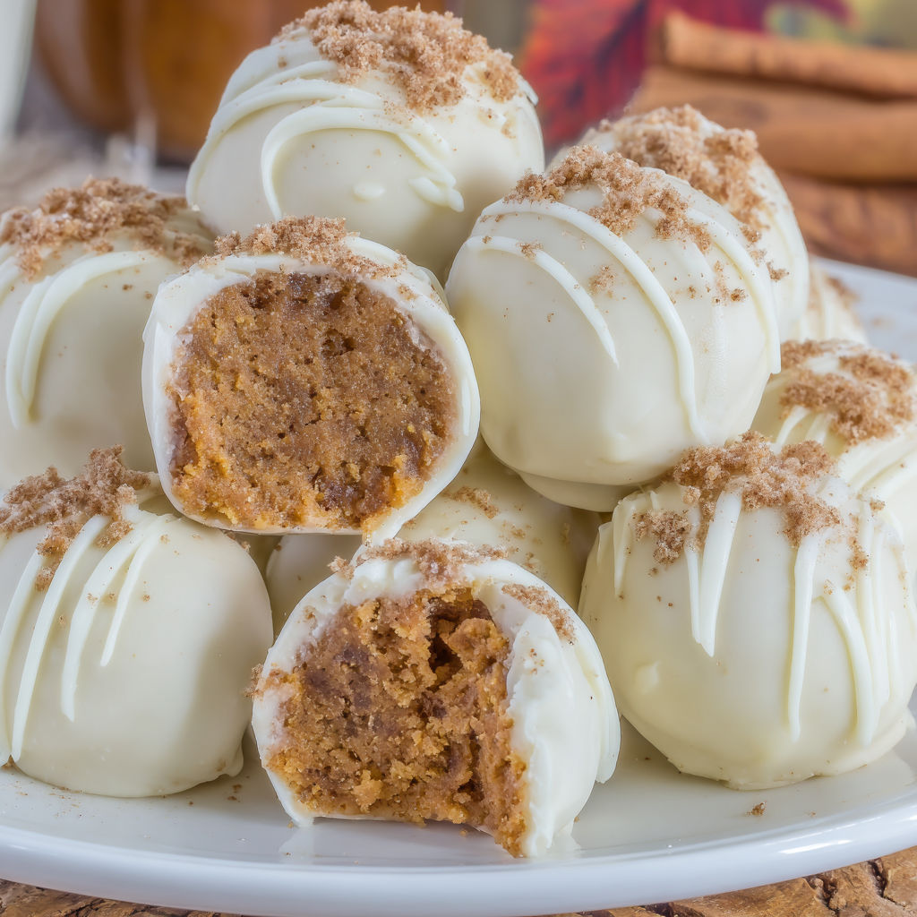 Pumpkin cake balls on a plate.